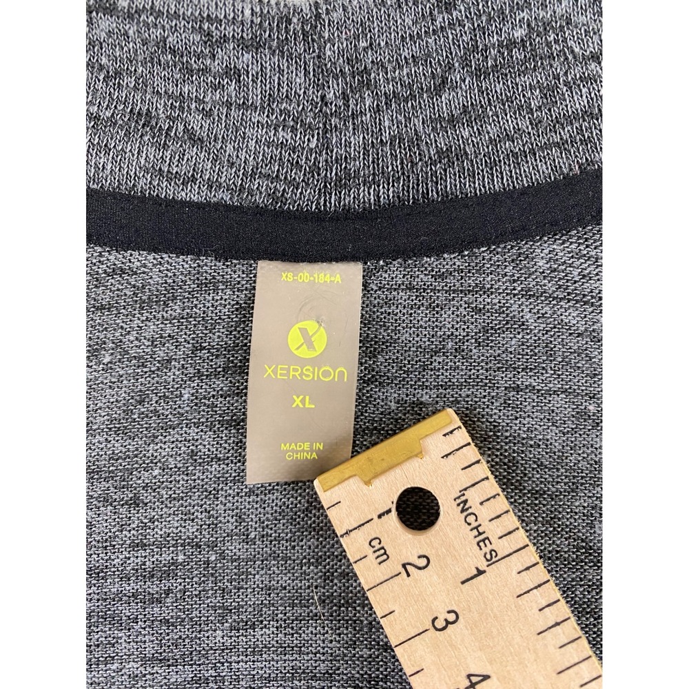 Xersion Womens XL Gray Heathered Open‎ Front Cardigan Pockets Criss Cross Back - Picture 3 of 16